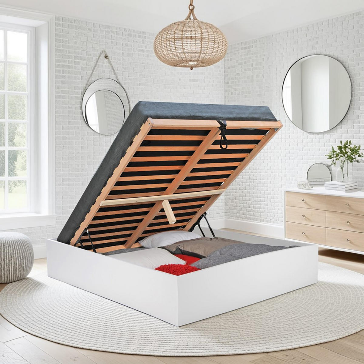 BETTKASTEN BILBAO mit Lattenrost/ Bett 160x200 - Weiß - Weiß, Holzwerkstoff (160/200cm) - Weber Industries