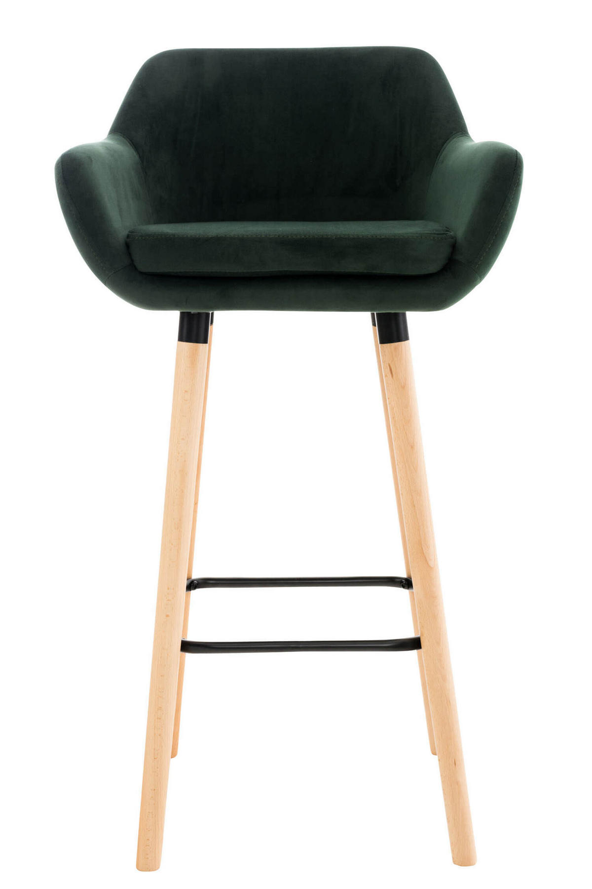 BARHOCKER Grande, 2er Set, Gestell Holz, Samt Grün - Braun/Grün, Holz/Textil (55/99/46cm) - TPFLiving
