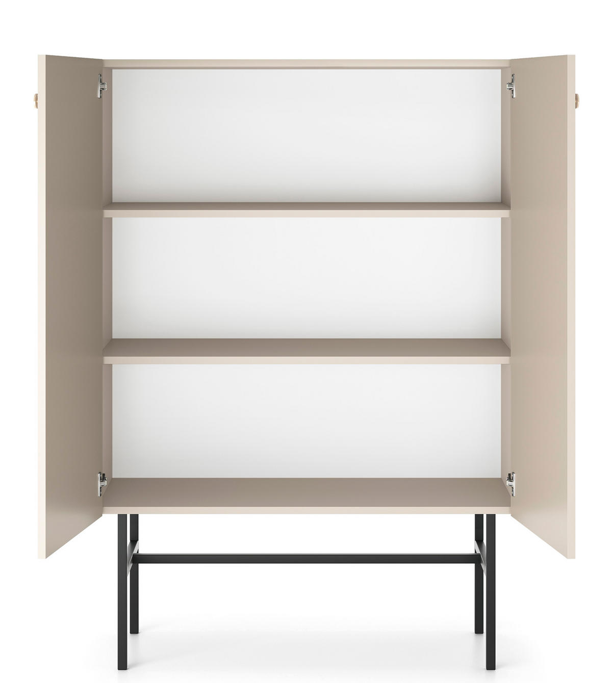 HIGHBOARD Dinley 2T Beige 93,2/131,7/39 cm – mit schwarzen Beinen im minimalistischen Design - Beige/Schwarz, Holzwerkstoff/Metall (93.2/131.7/39cm) - AX Living