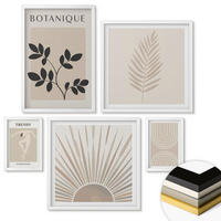WANDBILDER 5er-Set - 50x50 cm & 20x30 cm & 40x60 cm Weißer Rahmen - Abstrakte Poster im Boho-Stil in Pastellfarben - Weiß, Kunststoff (40/60cm) - ArtPrintCave