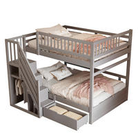 ETAGENBETT 140/200 cm Grau mit Lattenrost aus Massivholz - Grau, Holz (140/200cm) - MIVRAY