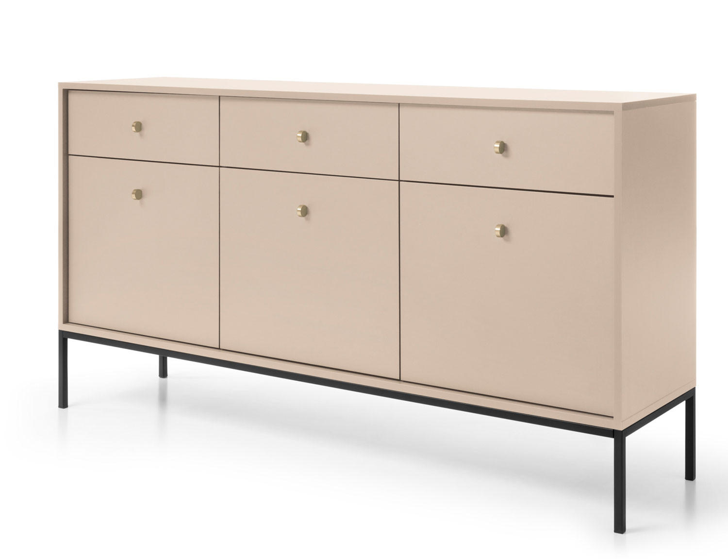 Feldmann-Wohnen Sideboard Beige, Schwarz 153x83x39 cm