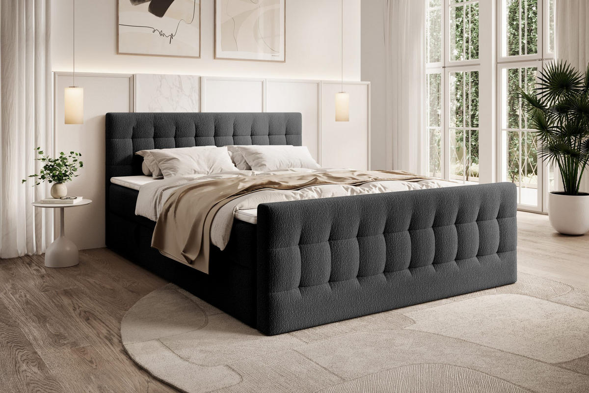 DOPPELBETT Yazo Royal 180x200 cm, Schwarz - Schwarz, Textil (180/200cm) - Fedve