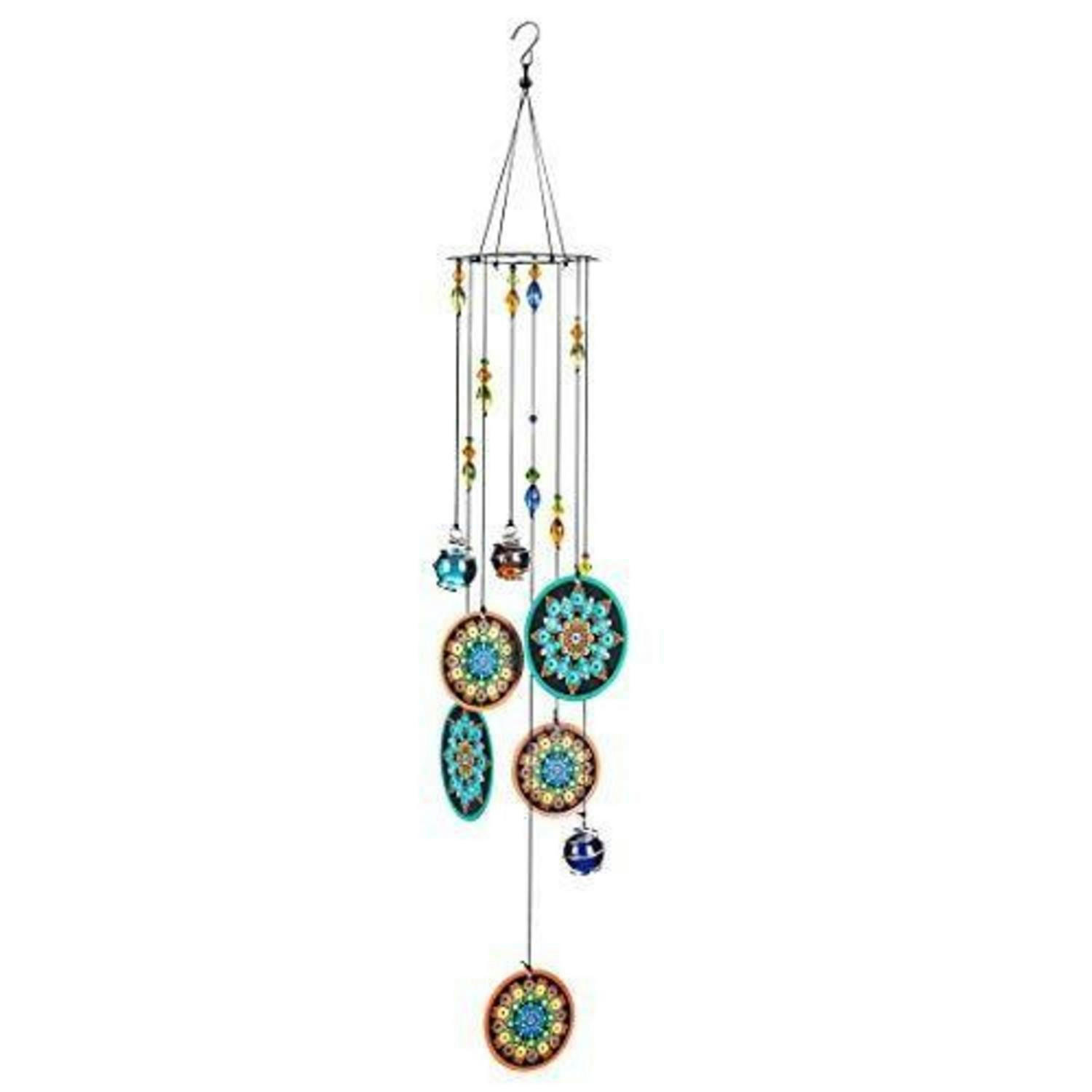 WINDSPIEL Mandala mit Chakra-Kristallperlen 61 cm - Multicolor, Metall (59.7/9.4/9.4cm)