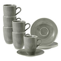 HENKELBECHER MIT UNTERTASSEN Beat Color Glaze Perlgrau 350 ml 6er Set - Grau, Keramik (16.7/12.8/16.7cm) - Seltmann Weiden