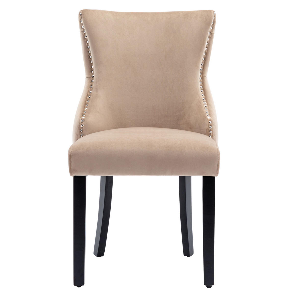 STUHL Esszimmer mit Rückenlehne 50 x 41 x 91 cm Samt Beige 2er-Set - Beige, Metall (41/91/50cm) - Meubliv