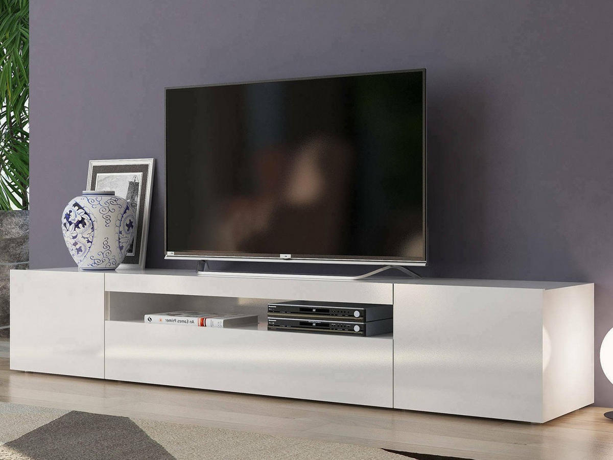 FERNSEHSCHRANK Glänzendes Weiß 40/200/37 cm - Weiß, Holzwerkstoff (200/37/40cm) - DMORA
