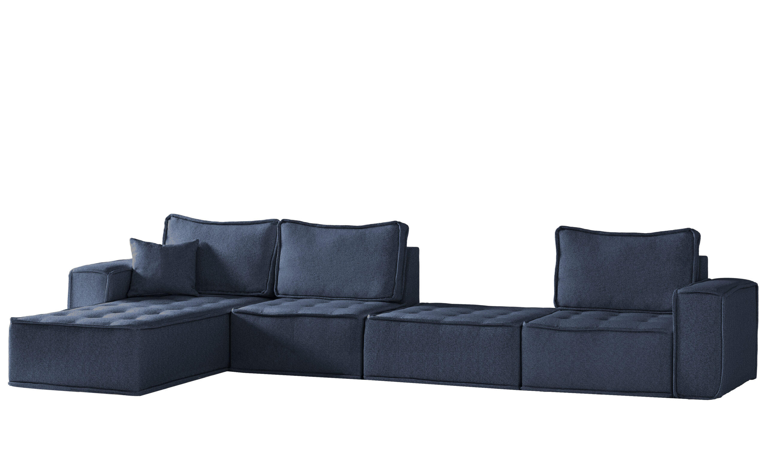 BOHOO modulare Ecke XL Blau Links - Blau, Holz (192/382cm) - Kaiser Möbel