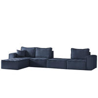 BOHOO modulare Ecke XL Blau Links - Blau, Holz (192/382cm) - Kaiser Möbel