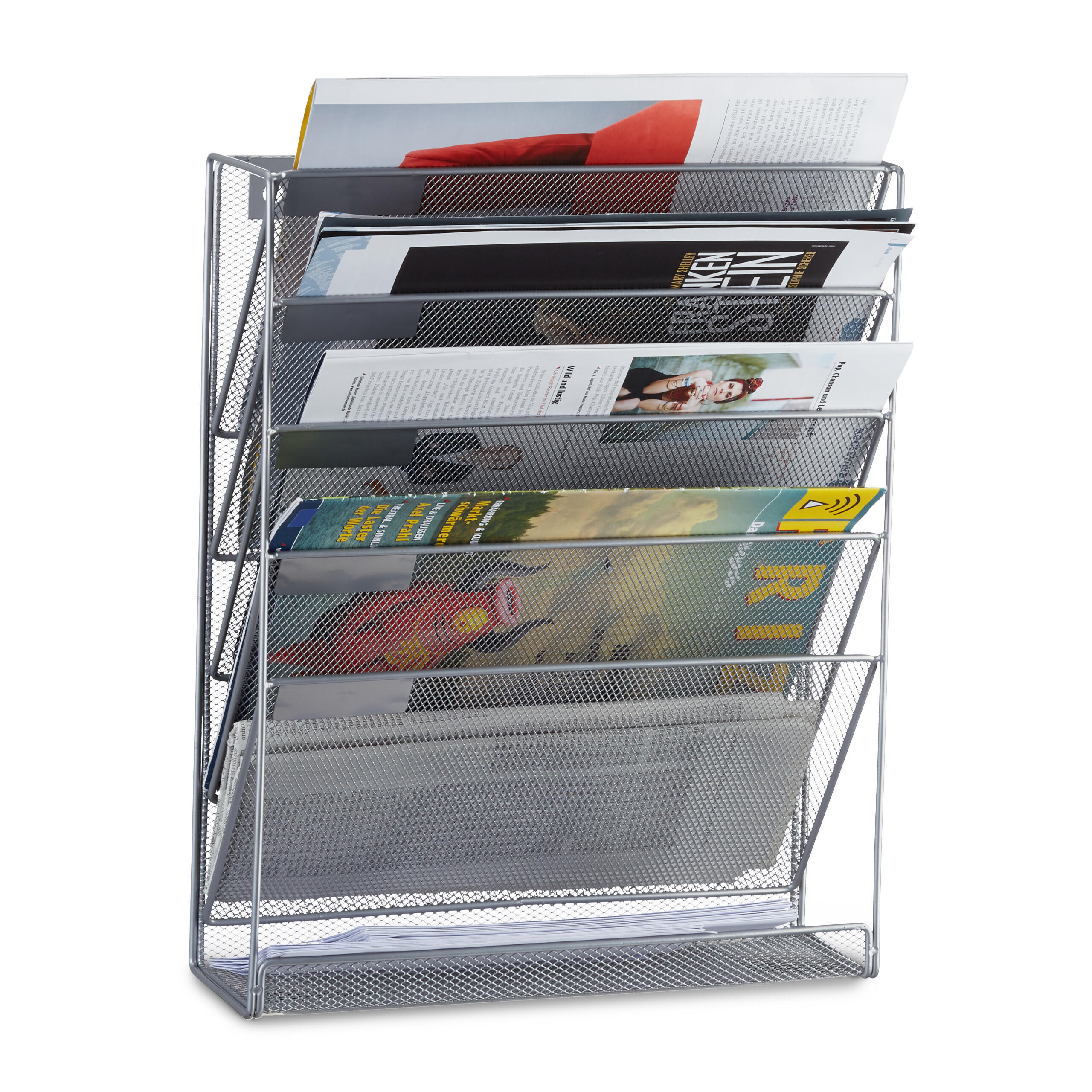 ZEITSCHRIFTENHALTER - Silberfarben, Metall (32.5/40.5/10.5cm) - Relaxdays