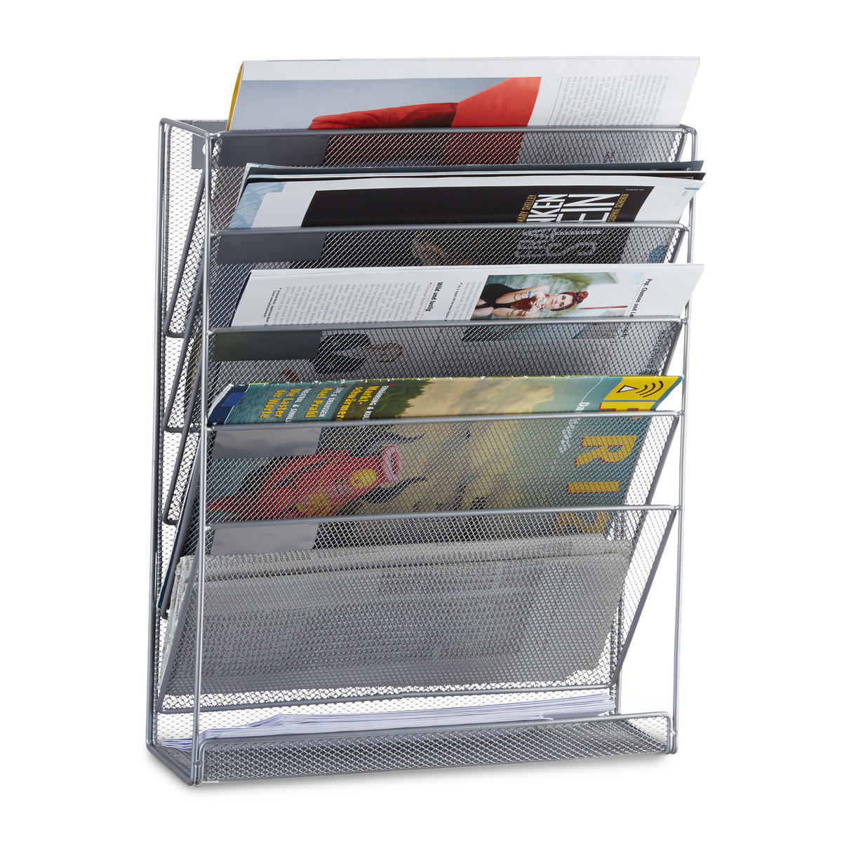 ZEITSCHRIFTENHALTER - Silberfarben, Metall (32.5/40.5/10.5cm) - Relaxdays