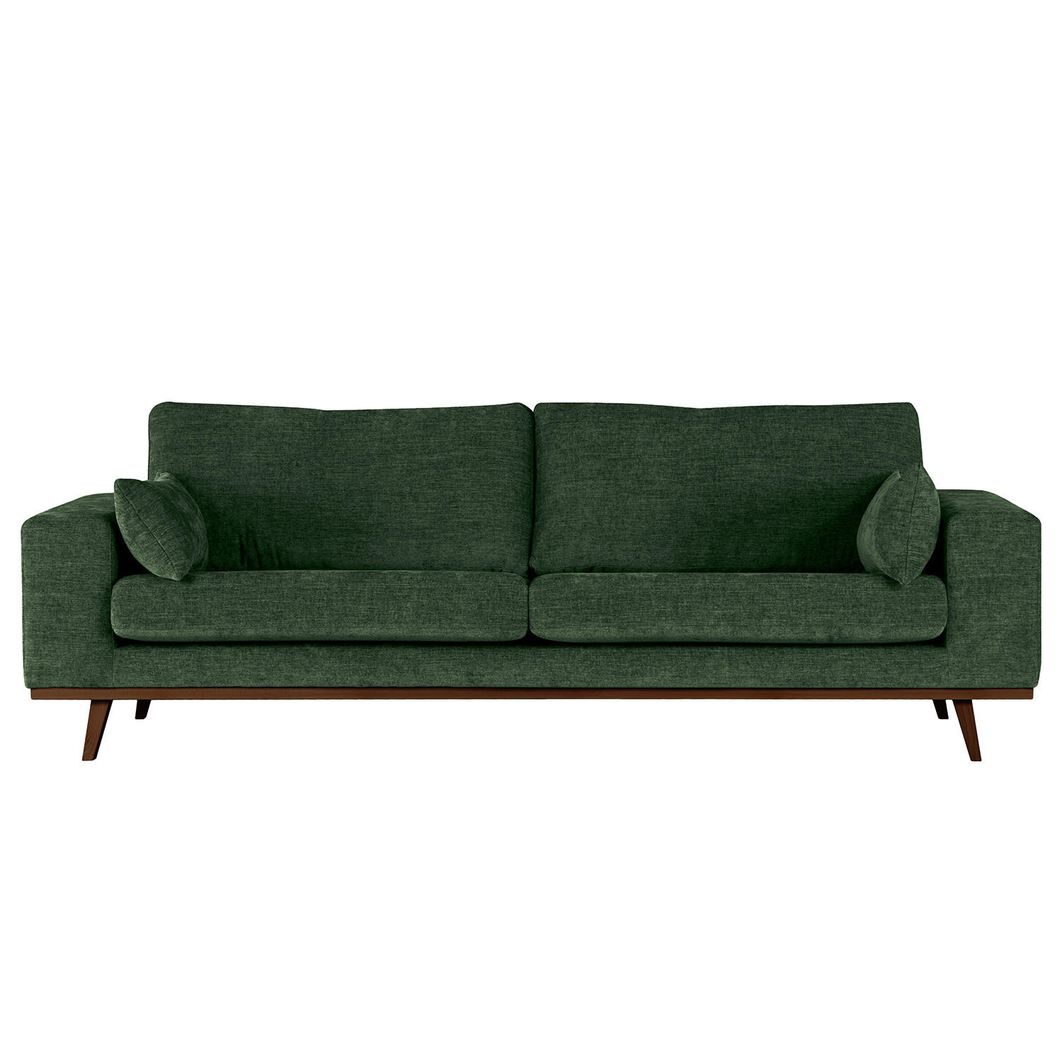3-SITZER SOFA - Dunkelgrün/Buchefarben, Buchenholz/Textil (237/81/88cm) - home24