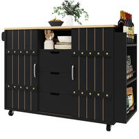 KÜCHENINSEL 110/90/42 cm Schwarz aus MDF mit klappbarer Tischplatte - Schwarz, Holzwerkstoff (42/90/110cm) - OKMYHOME