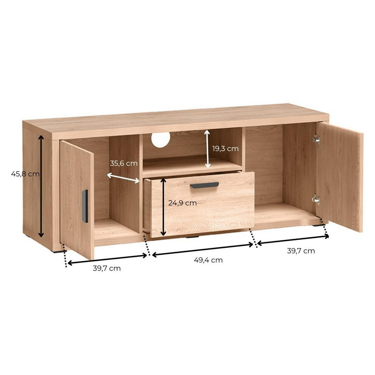TV-ELEMENT Grande G-6 139 x 52,5 x 40,5 cm Eiche Cremona - Beige, Holzwerkstoff (139/52.5/40.5cm) - Koseto