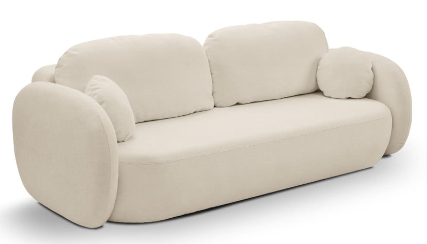 SITZSOFA Ecru LIO Mit Schlaffunktion Bezogen Mit Stoff SICURO 55 - Beige, Leder/Textil (238/86.5/101cm) - Sepro Meble