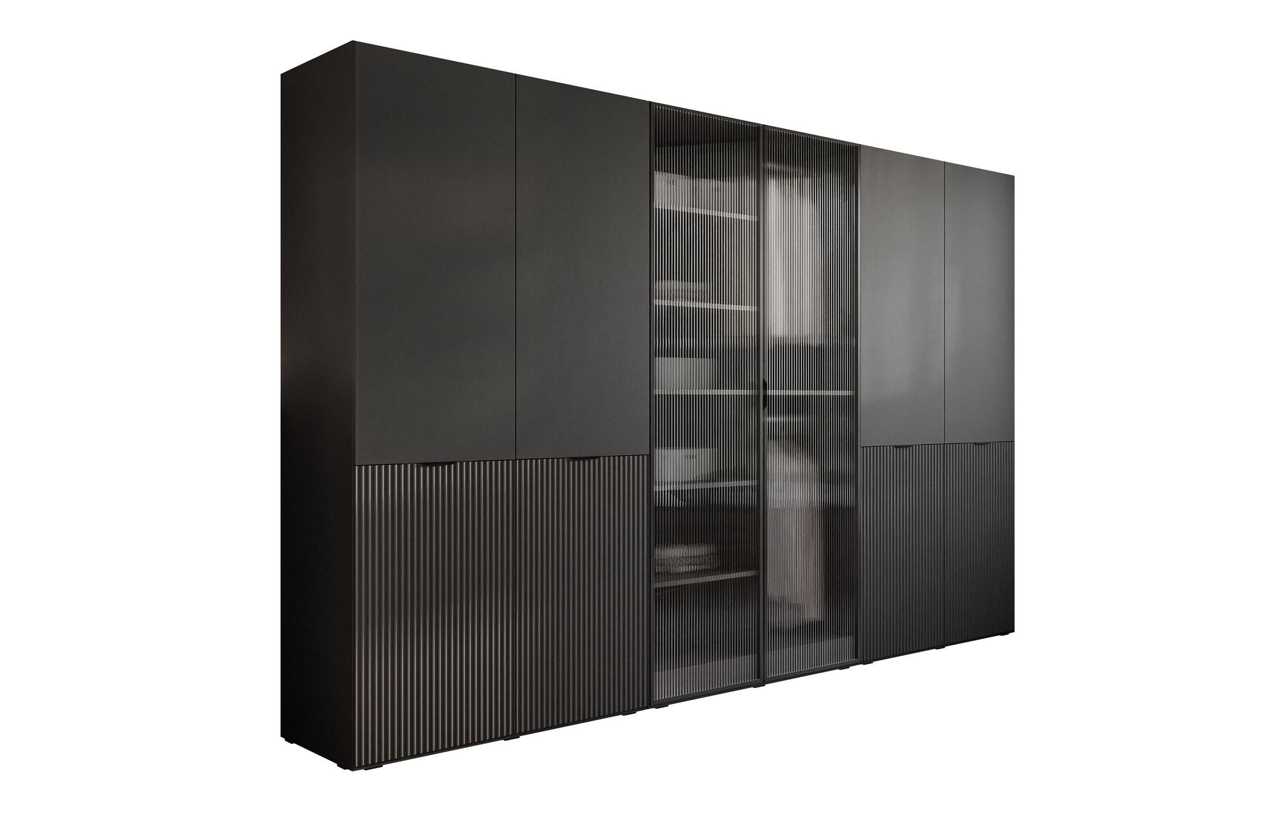 Lookway Kleiderschrank Schwarz, Transparent 303x200x49 cm