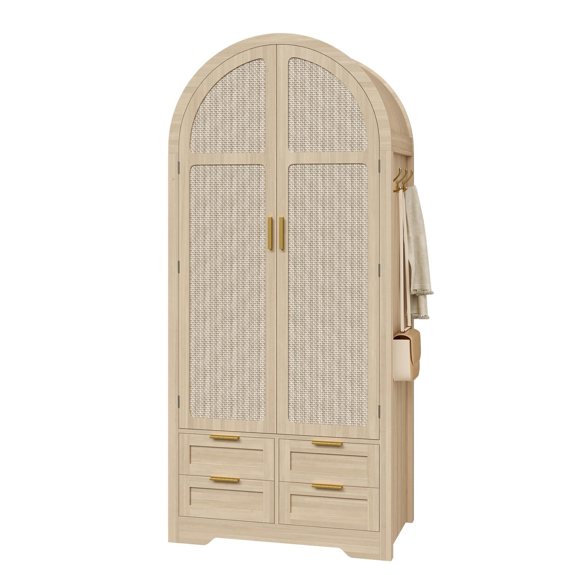 KLEIDERSCHRANK modern gebogene Türen Stauraum Kleiderstange Schubladen Luxus - Eichefarben, Holzwerkstoff (80/179/50cm) - FLIEKS