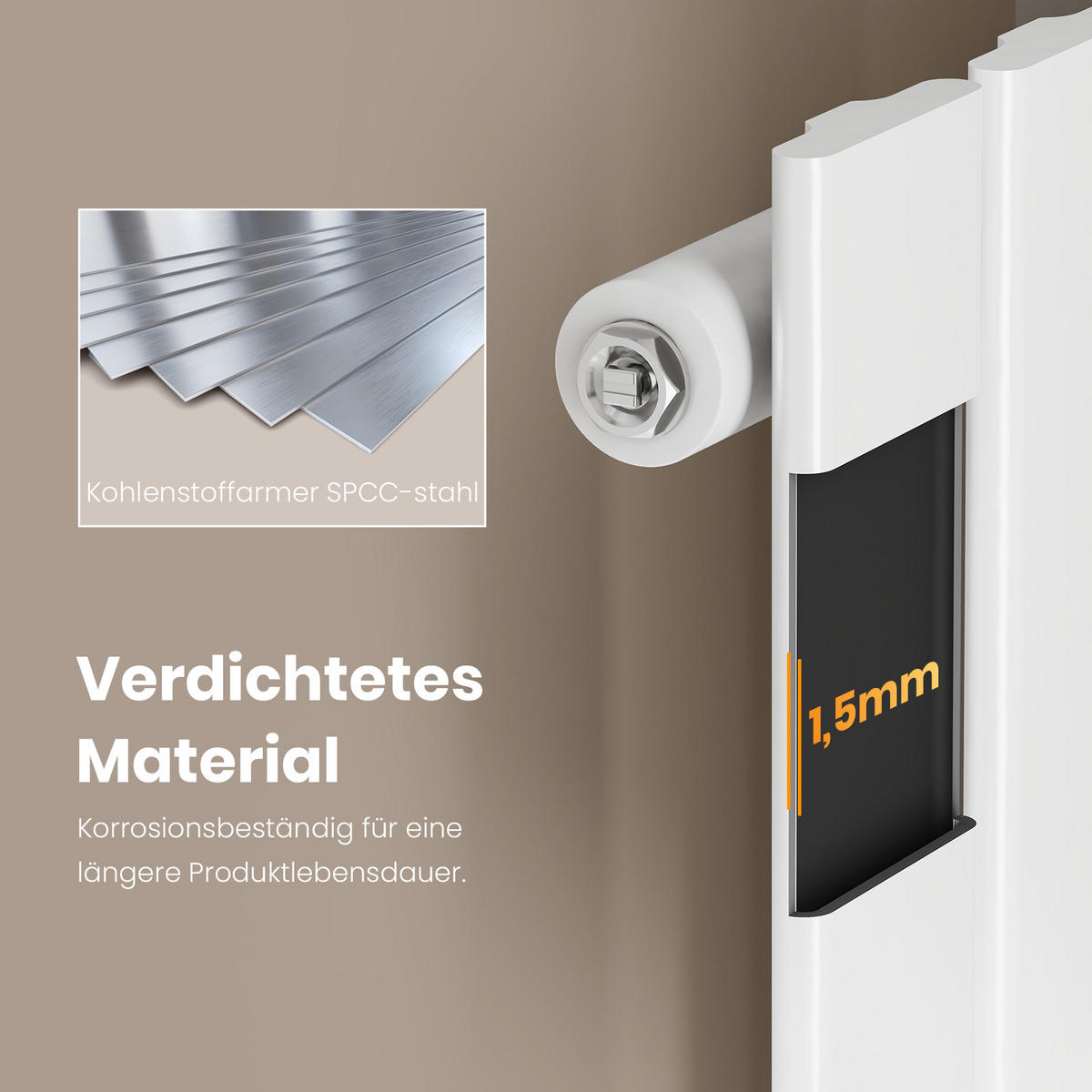 HEIZKÖRPER Flachheizkörper Weiß 180/54/4,9 cm - Weiß, Metall (54/180/4.9cm) - EMKE