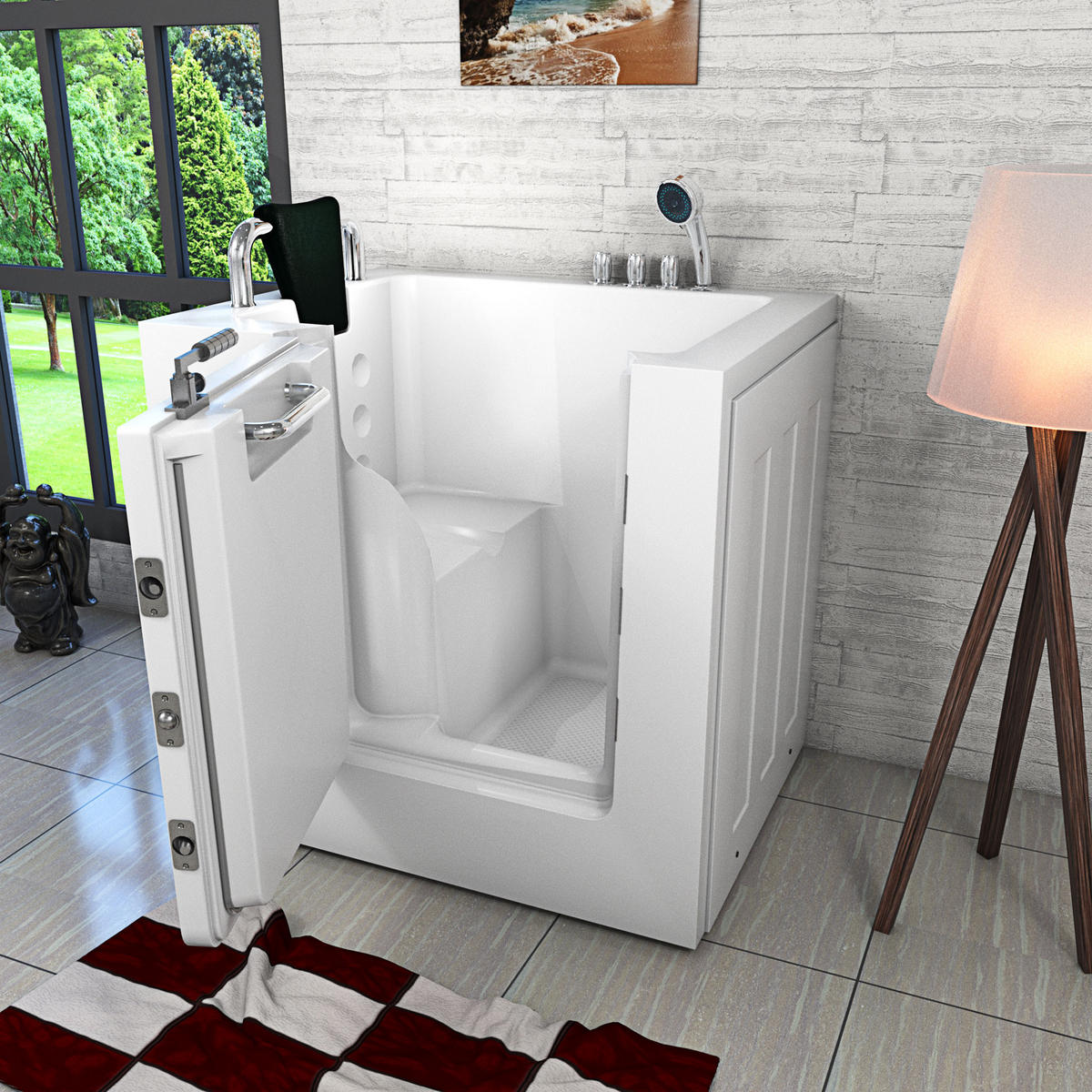 SENIORENWANNE S02-TH-B-L Weiß - Weiß, Glas/Kunststoff (78/113/100cm) - AcquaVapore by Sandra Jentho