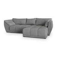 ECKSOFA ORENTI R-S Grau Velours-Stoff mit Schlaffunktion - Grau, Holz (287/182cm) - MASSENO