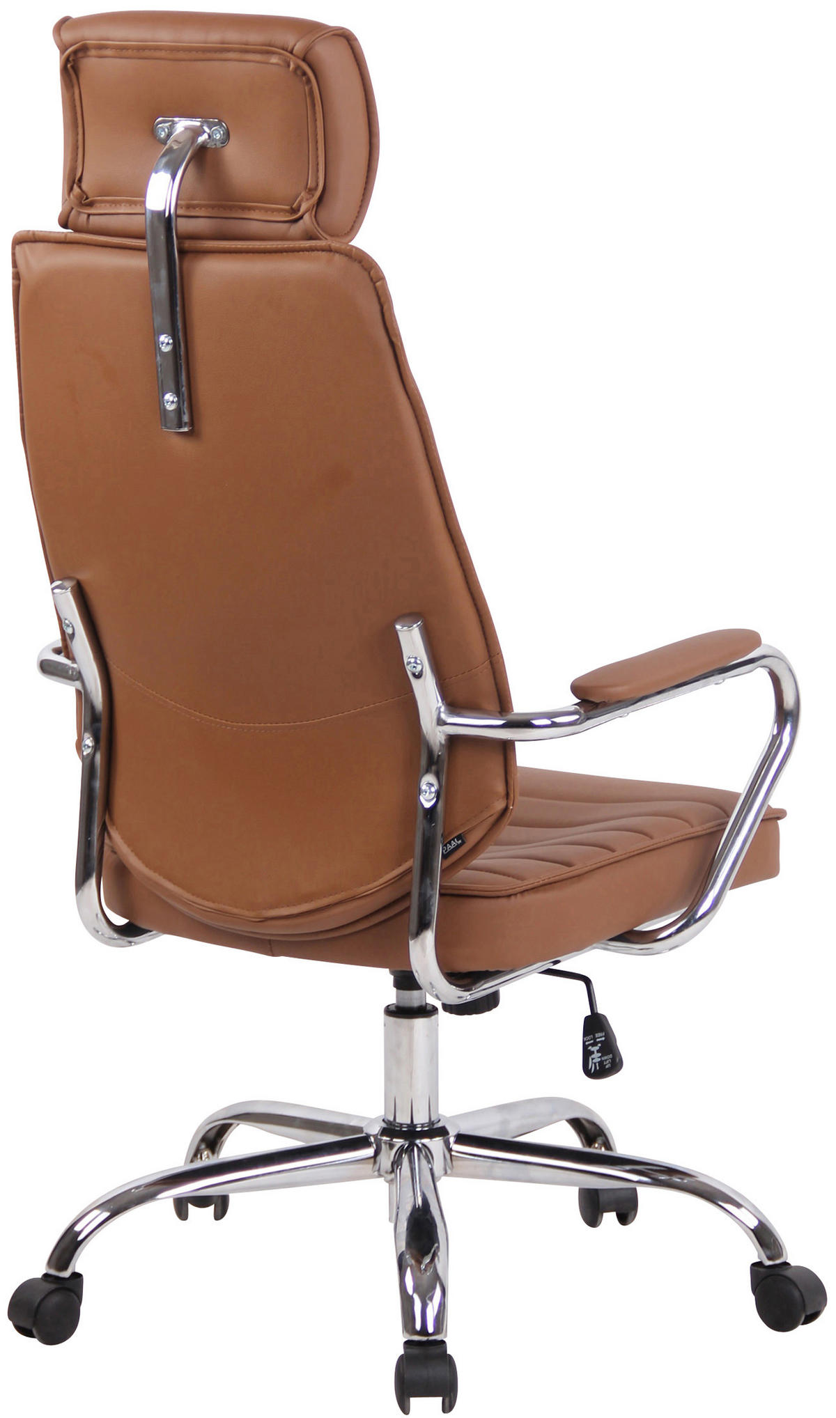 CHEFSESSEL Lederlook Hellbraun - Chromfarben/Hellbraun, Textil/Metall (60/117/67cm) - CLP