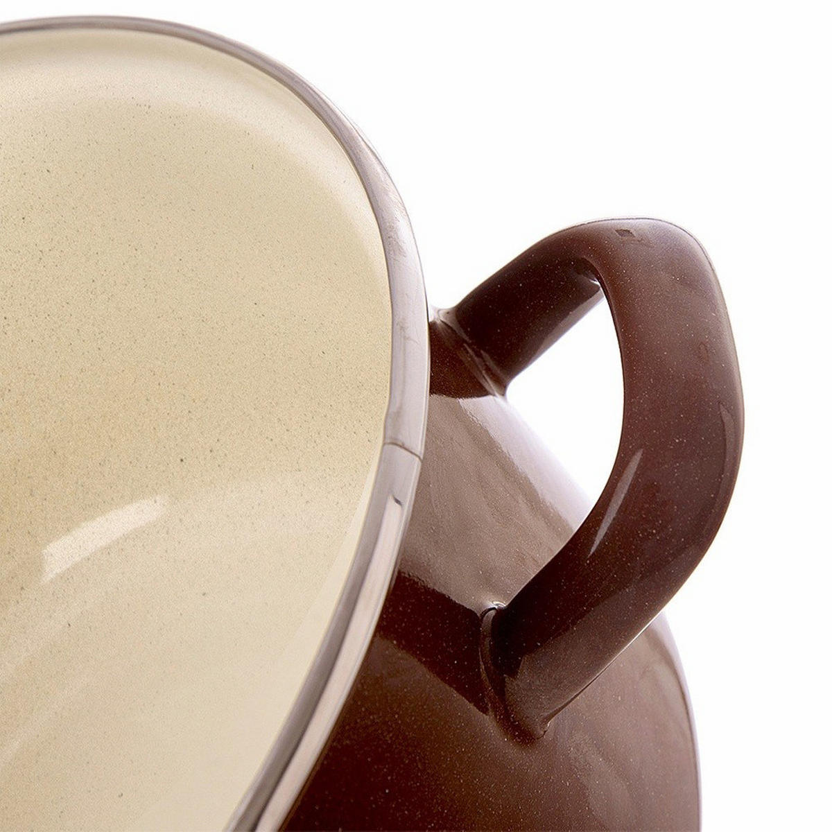 EMAILLIERTOPF Brown mit Griffen braun - Braun, Metall (18cm) - Orion 