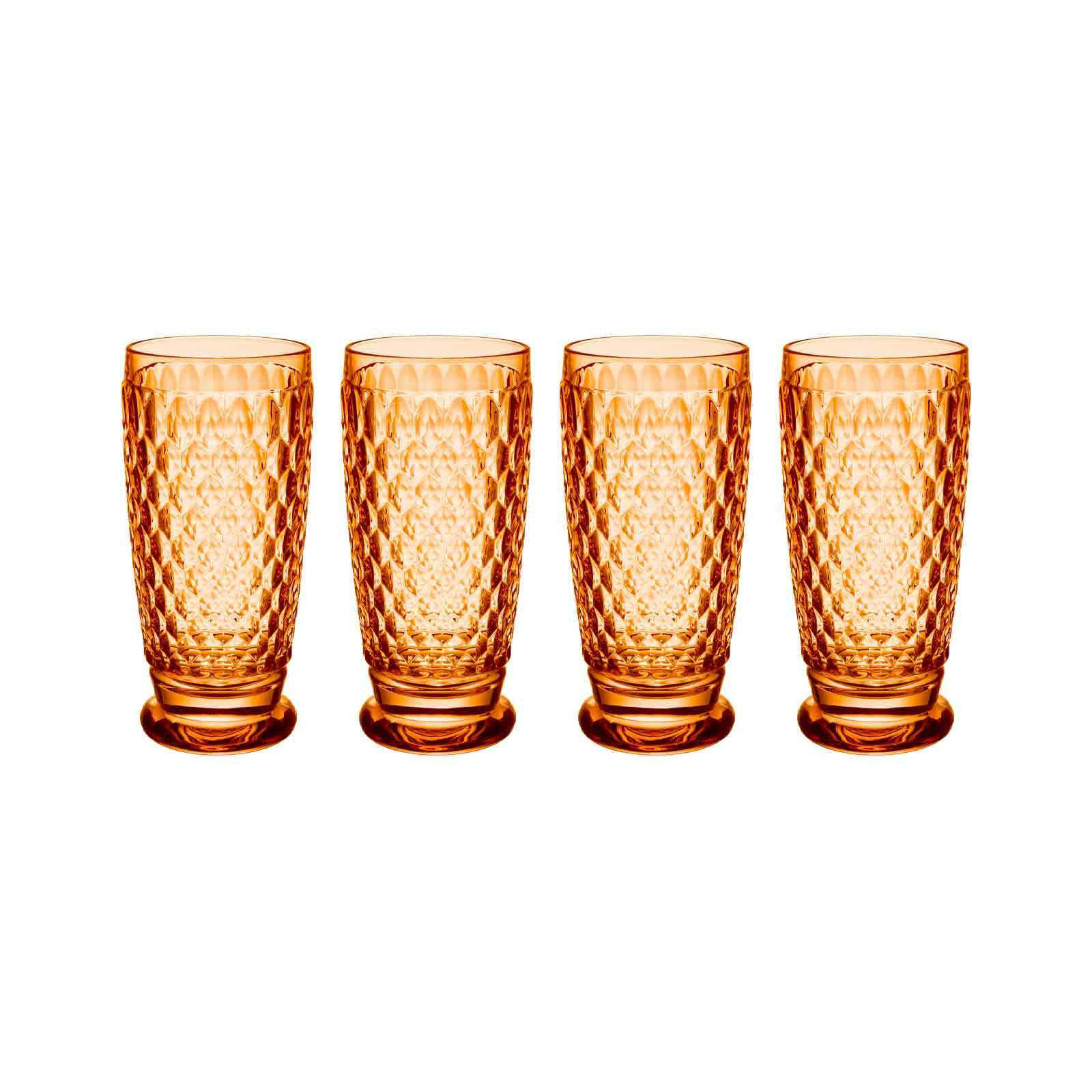 LONGDRINKGLÄSER Boston Coloured Apricot 400 ml 4er Set - Orange, Glas (0.4L) - Villeroy & Boch