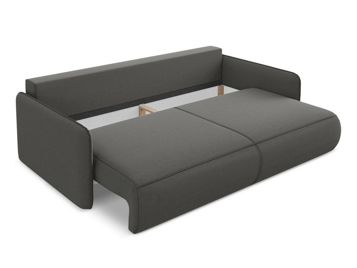 3-SITZER SOFA mit Schlaffunktion Samt Stoff Grau - Dunkelgrau/Schwarz, Kunststoff/Textil (216/86/105cm) - Makamii