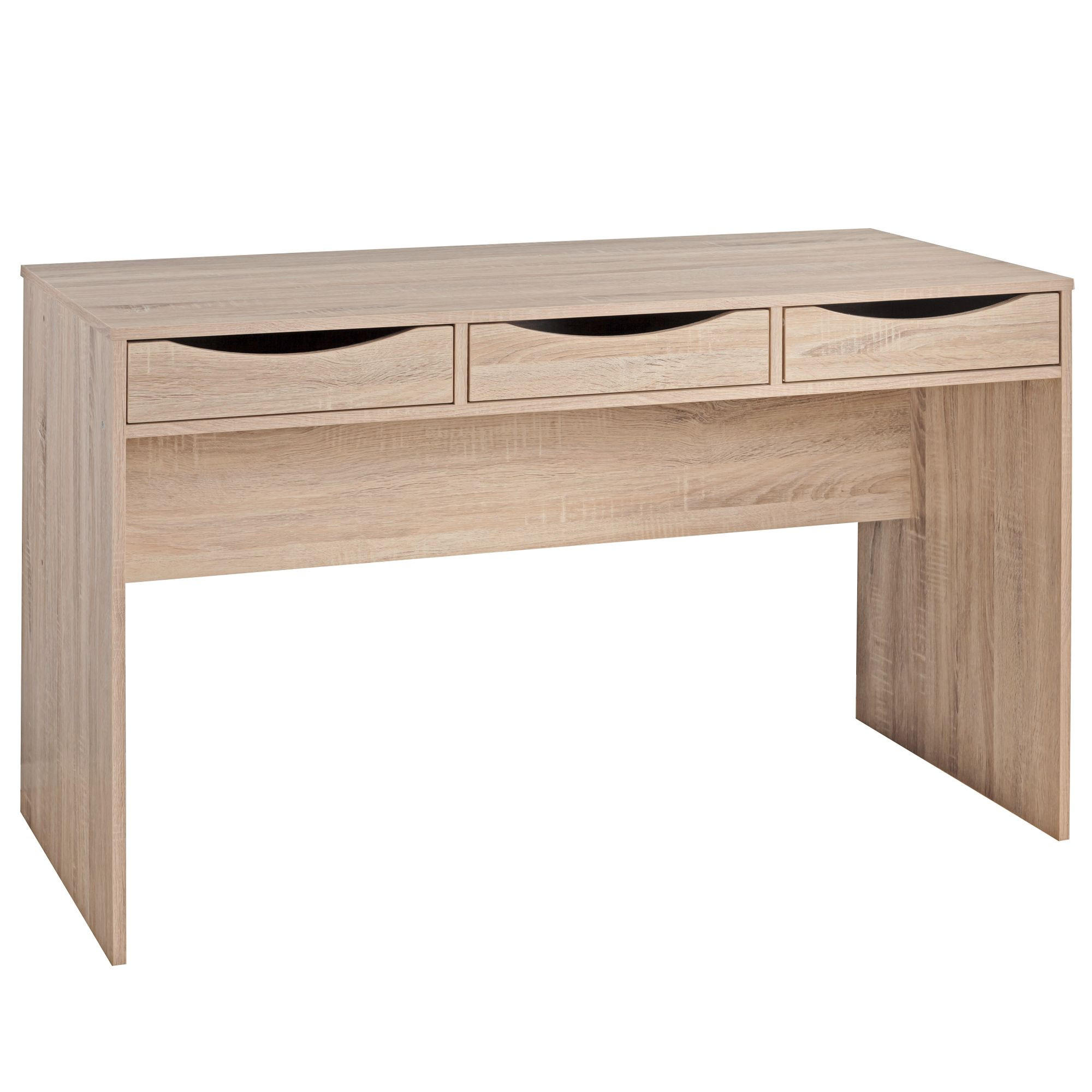 SCHREIBTISCH – Sonoma Eiche, mit Schubladen, praktische Blende, stabil - Beige, Holz (55/120/75cm) - KADIMA DESIGN