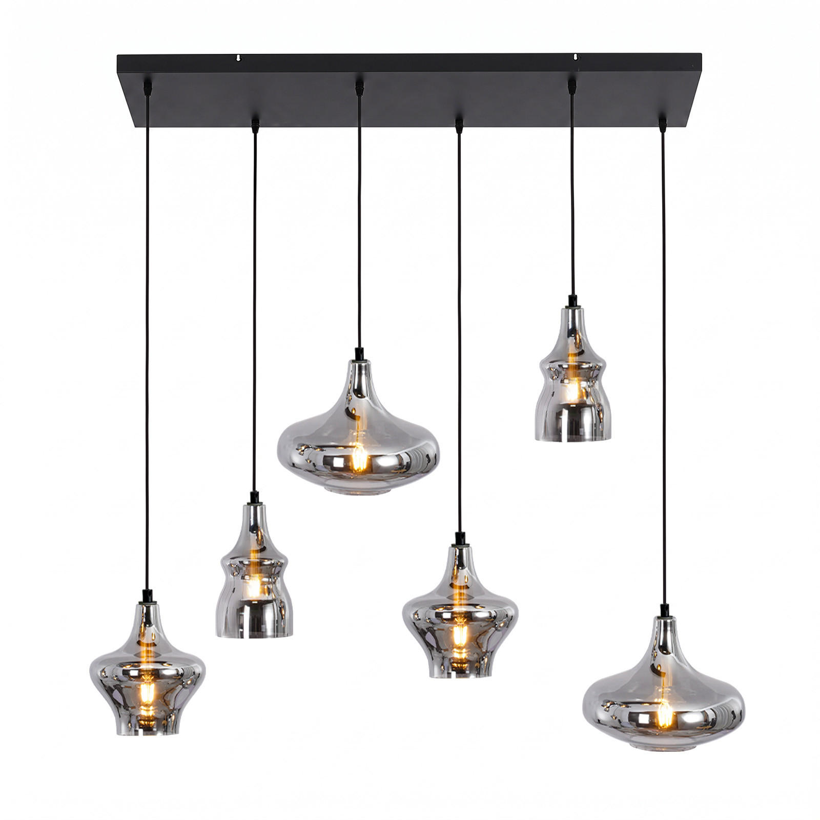 PENDELLEUCHTE Nythral 104/30/150 cm - Schwarz, Glas/Metall (104/30/150cm) - ZMH