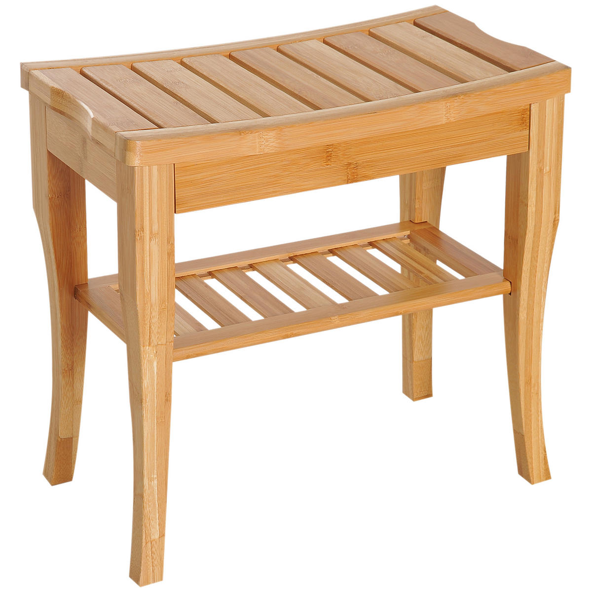 DUSCHHOCKER DE-10530 mit Ablage & Bambus Natur - Naturfarben, Naturmaterialien (26/44.5/47.5cm) - ComfortXL