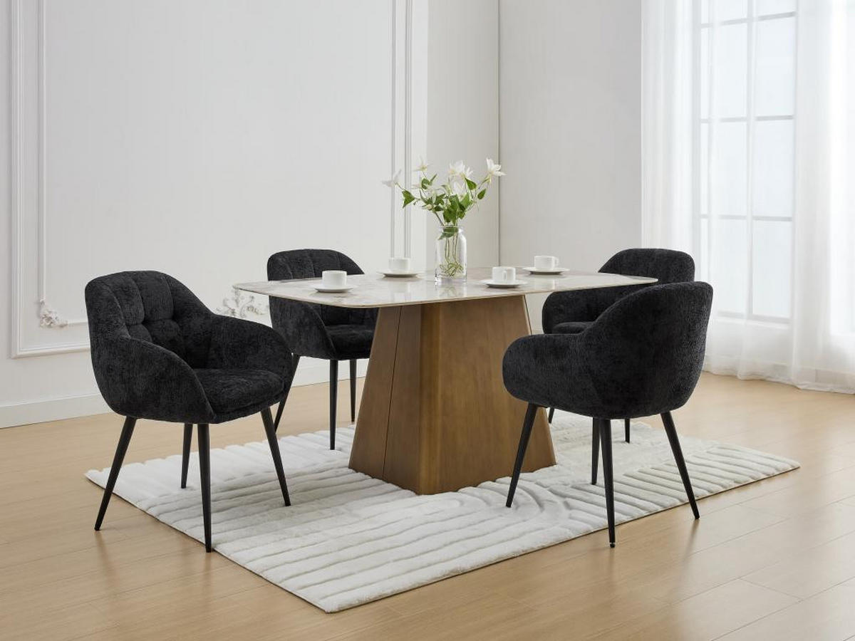 STUHL mit Armlehnen 6er-Set - Strukturstoff & Metall - Schwarz - LASSANDRA - Schwarz, Textil (59/81/59cm) - Pascal Morabito