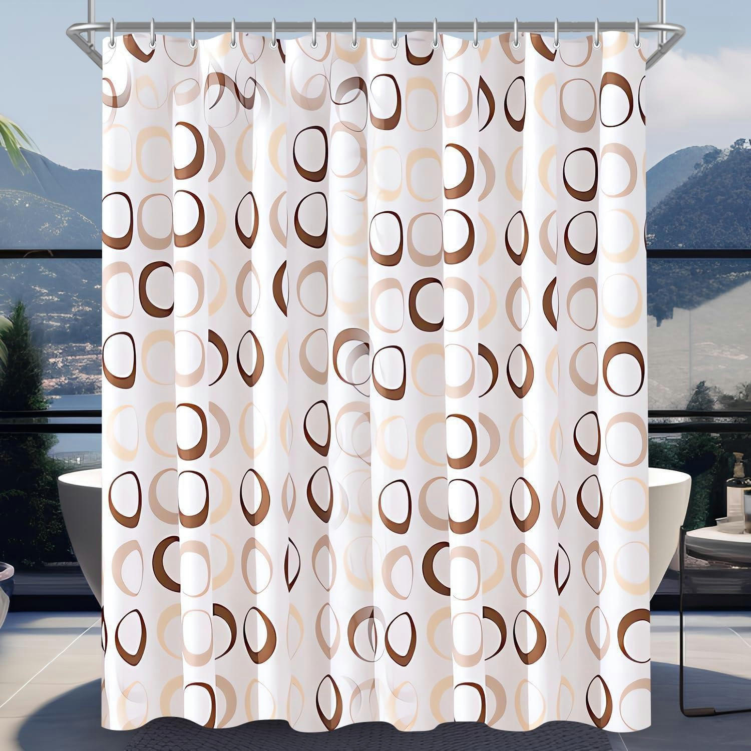 DUSCHVORHANG 120x200cm Kamelfarbe Kreis Wasserabweisend Waschbar Polyester - Multicolor, Textil (120/200cm)