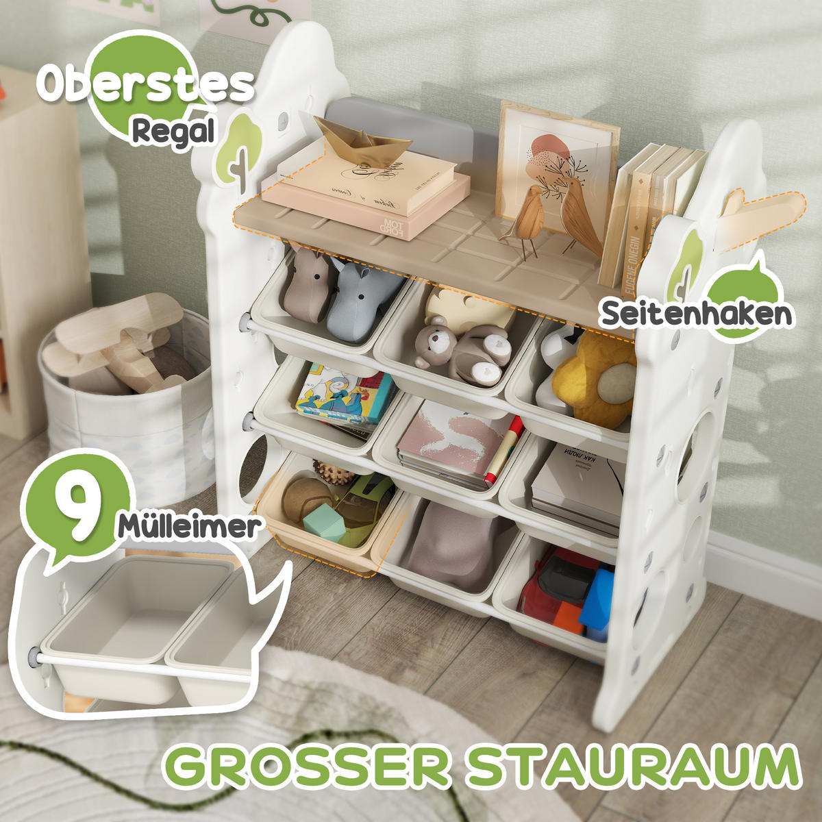 KINDERREGAL - Creme/Weiß, Kunststoff (42/94/77cm) - AIYAPLAY