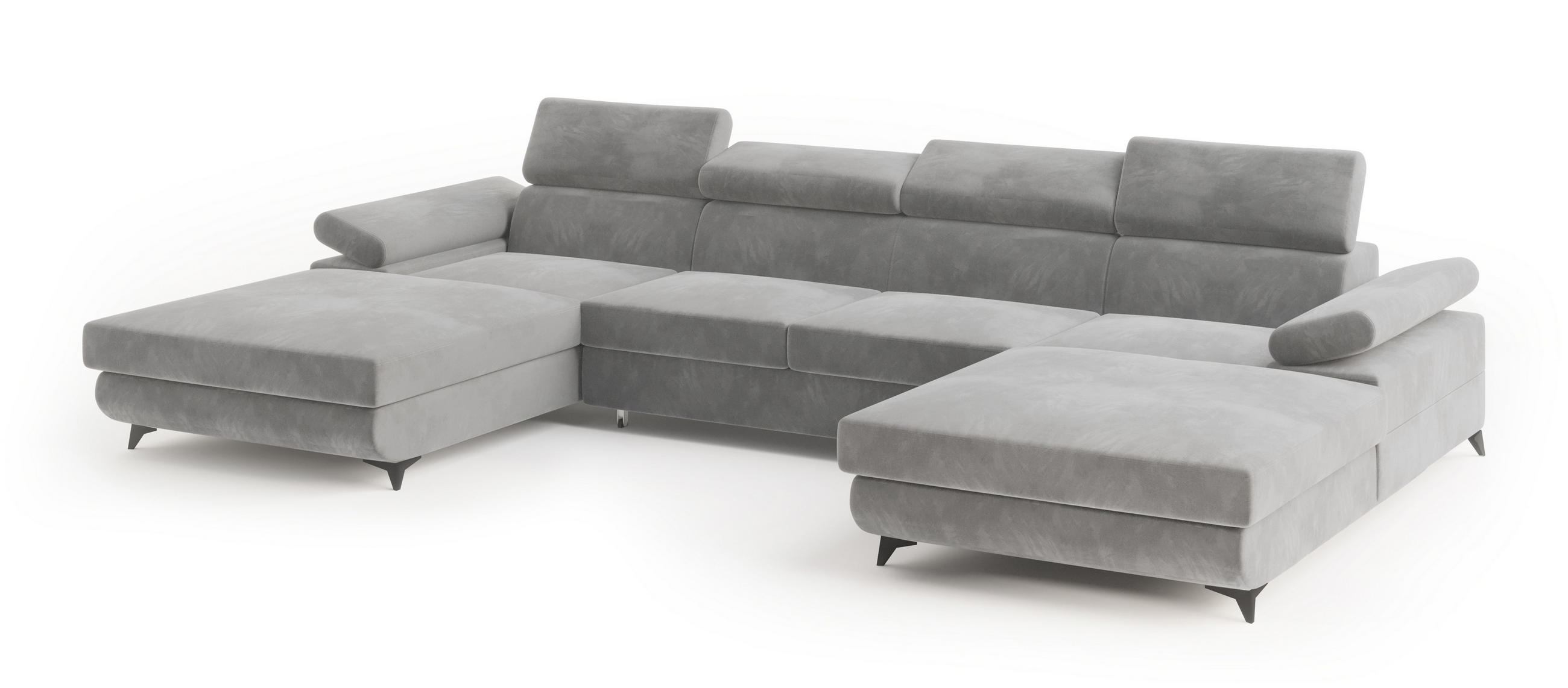 ROHOVÁ SEDAČKA DETTI světle šedá - černá/světle šedá, kov/dřevo (339/190cm) - MASSENO