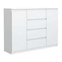 KOMMODE NUDO 120/101,5/39cm mit 4 Schubladen 2 Türen Weiß - Weiß, Holzwerkstoff (120/101.5/39cm) - MASSENO