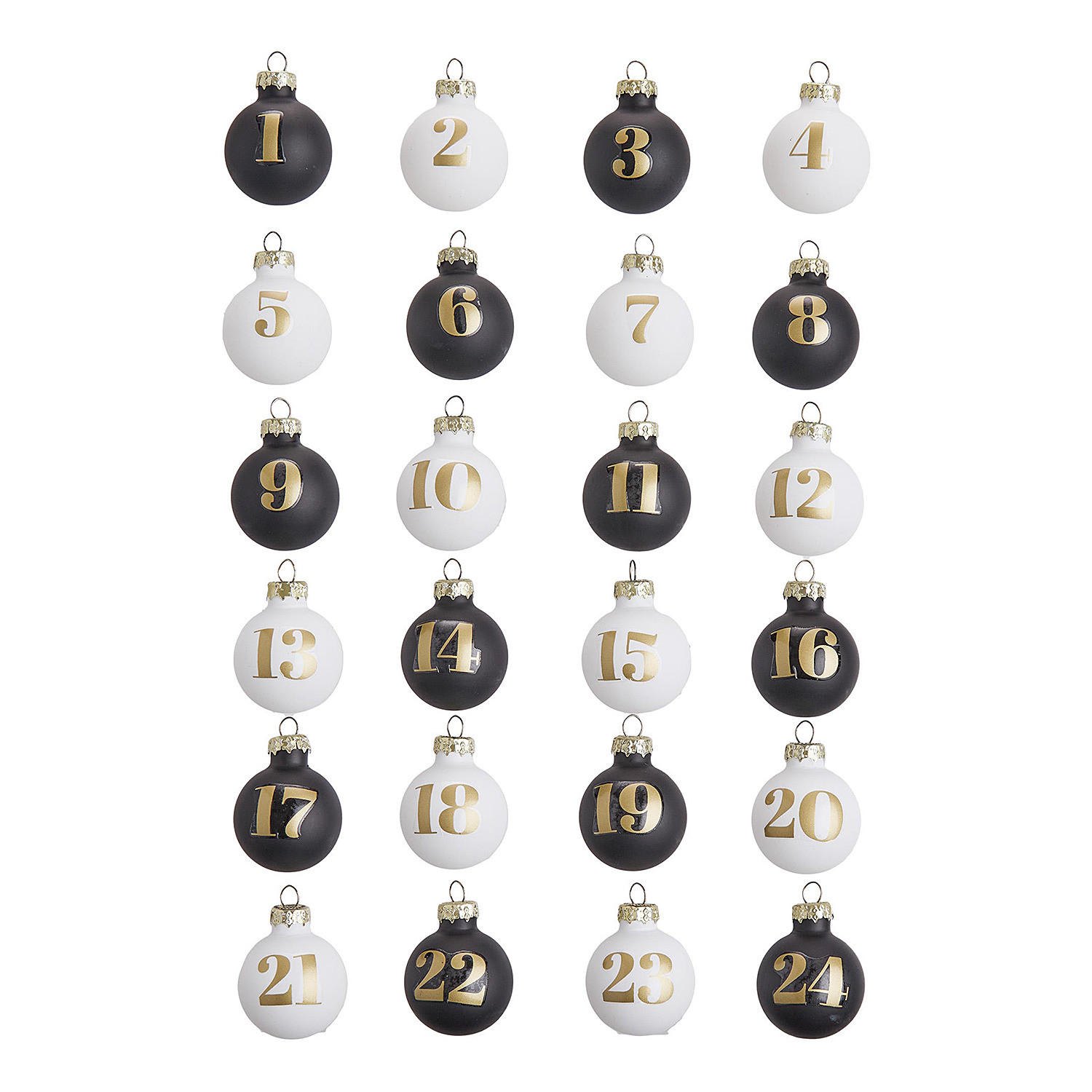 WEIHNACHTSKUGEL-SET (24-tlg.) Advent - Schwarz, Glas (16/3/24cm) - Butlers