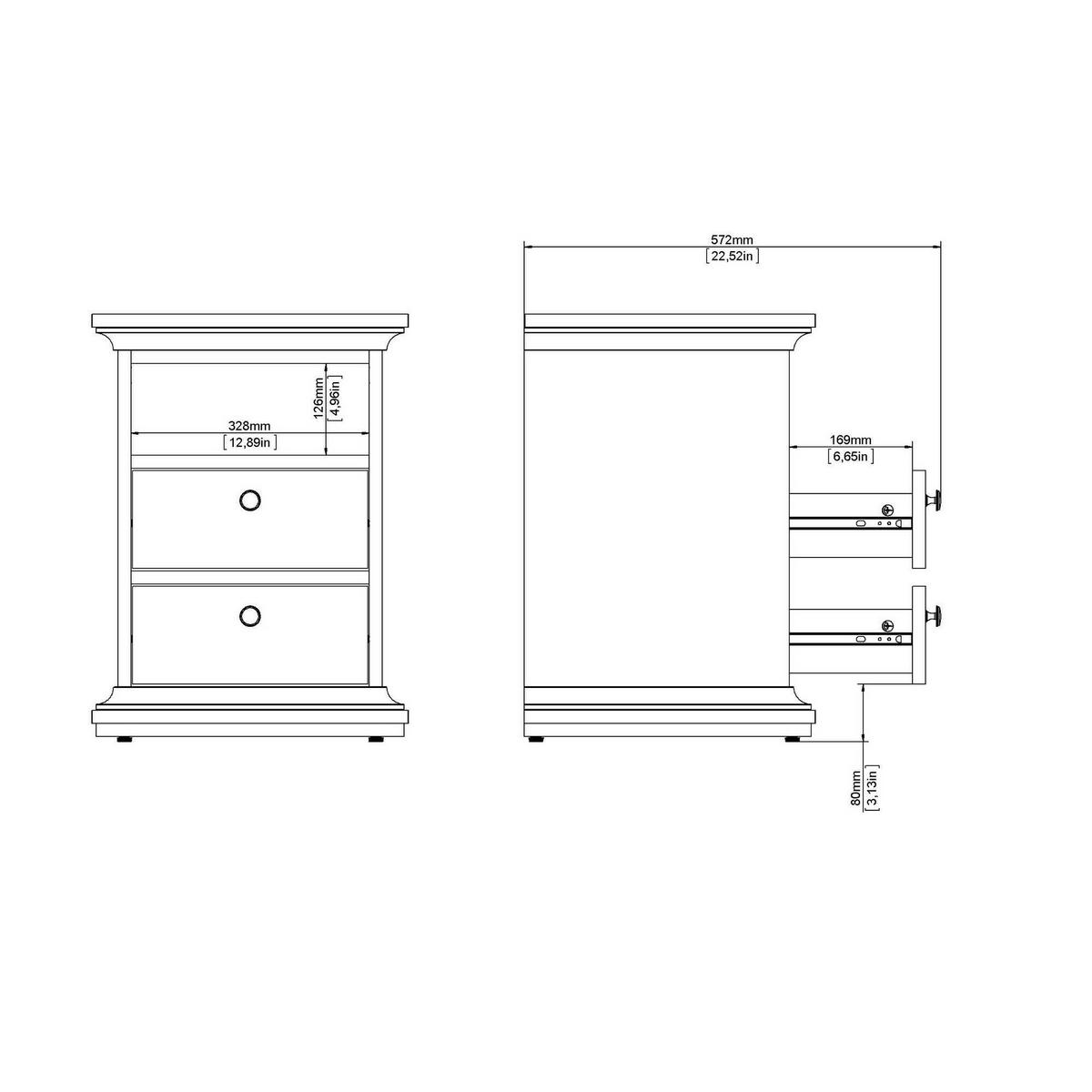 NACHTTISCH Weiß 40/43.6/58.8 cm - Weiß, Holzwerkstoff (43.6/58.8/40cm) - DMORA