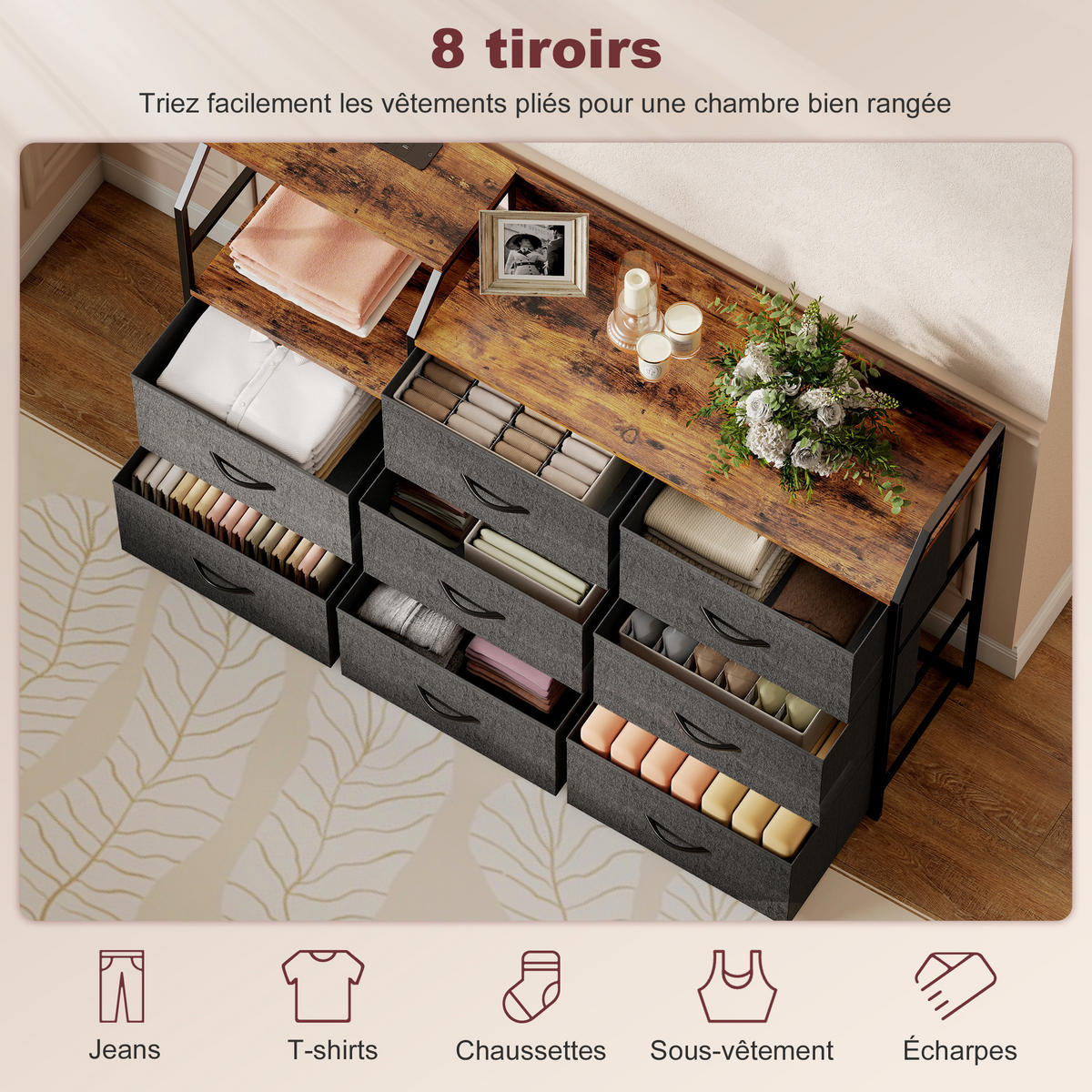 KOMMODE DE-12520 130,5/30/88 cm Braun - Braun, Metall (130.5/88/30cm) - ComfortXL