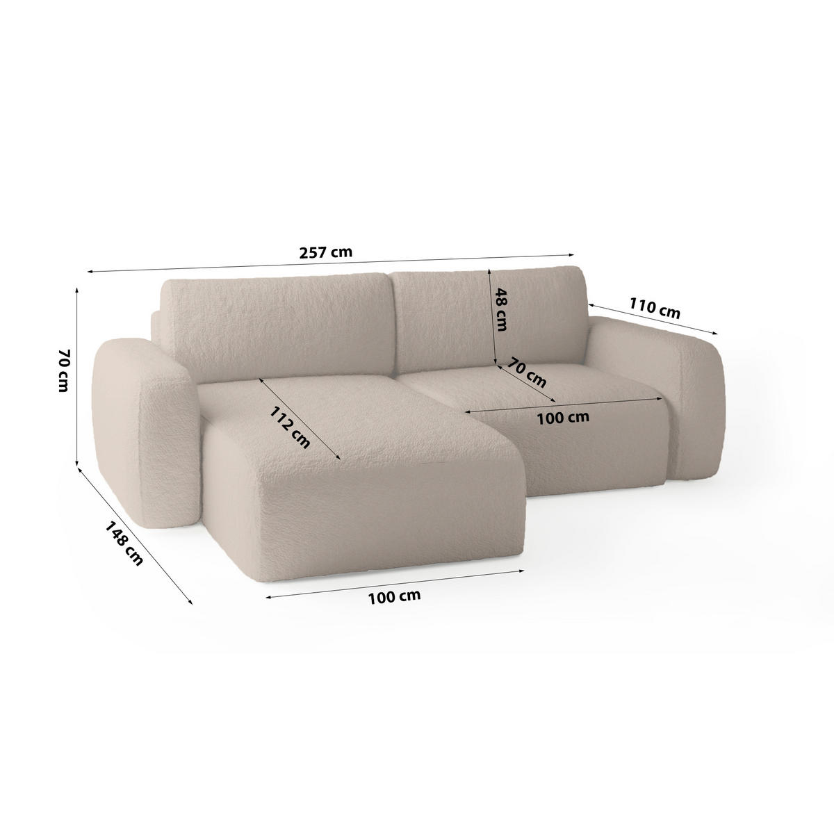 ECKSOFA Varde mini Universelle Antilope (Anthology 4) - Braun, Textil (148/257cm) - Fedve
