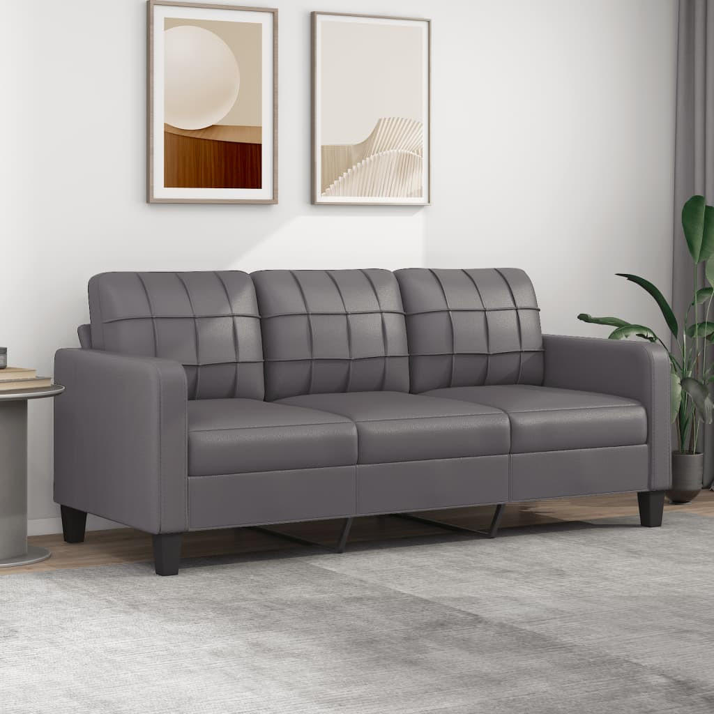 3-SITZER-SOFA Donaueschingen - Grau, Leder (198/80/77cm) - Nettlife