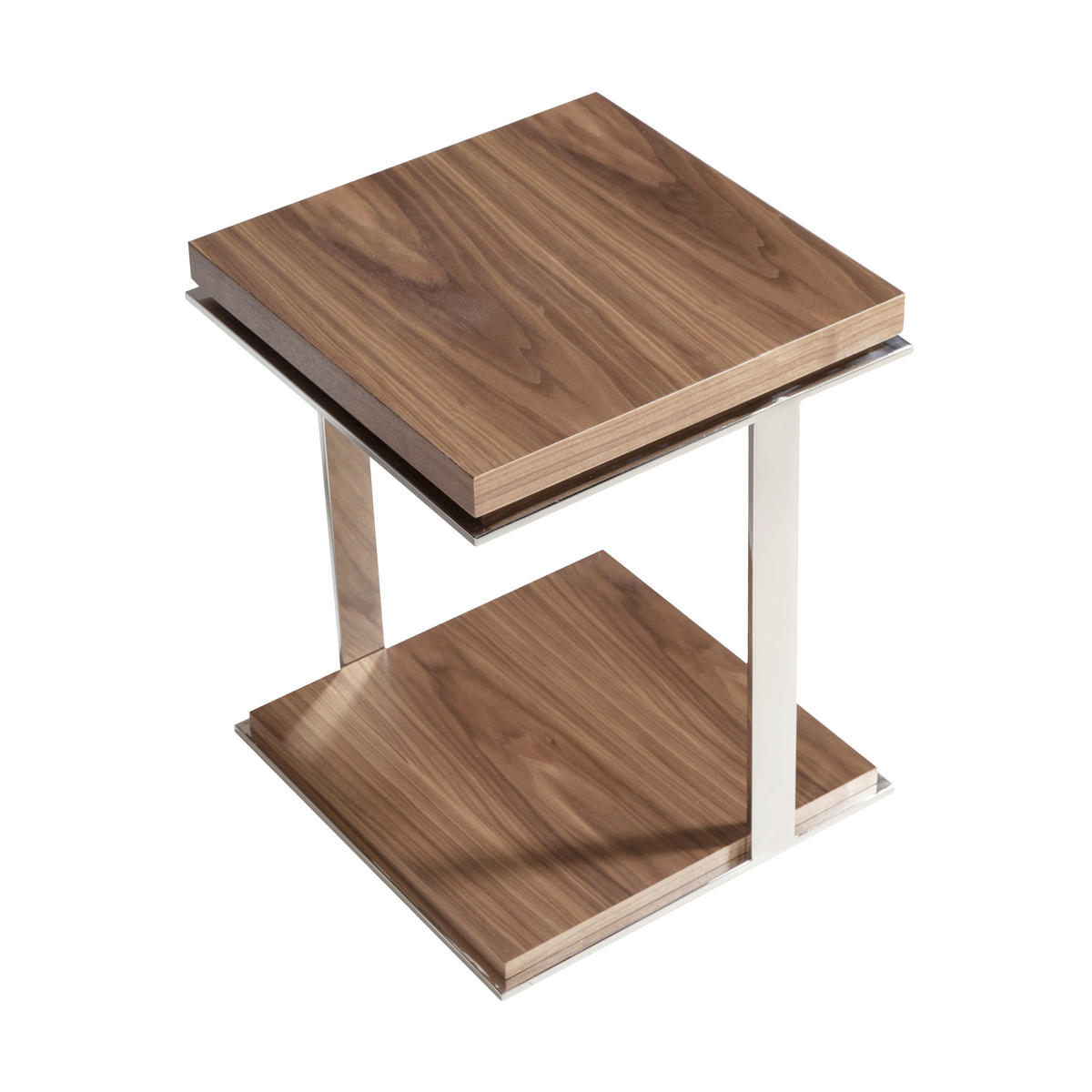 ECKTISCH Quadratisch Walnuss , Stahl 45/45/55 cm - Edelstahlfarben/Nussbaumfarben, Holz/Metall (45/45/55cm) - ANGEL CERDA