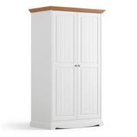 KLEIDERSCHRANK Belluno Elegante Kiefer weiß (RAL9010) lackiert / Kiefer gebeizt, Eichefarben 107 / 64 / 190cm - Eichefarben/Weiß, Holz/Metall (107/190/64cm) - Feldmann-Wohnen