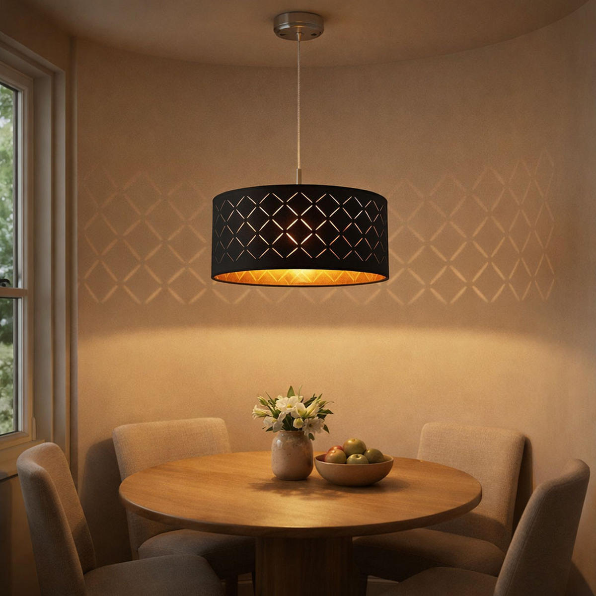 LED HÄNGELEUCHTE Metall Schwarz Gold - Schwarz, Metall (40/40/140cm) - Globo Lighting