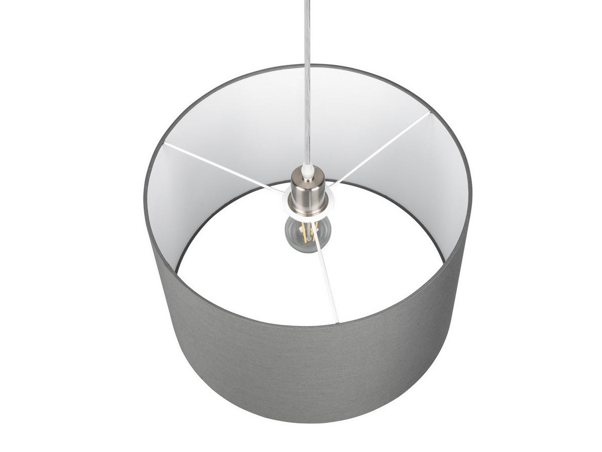 LED-PENDELLEUCHTE Ø40cm, Stoff Lampenschirm Grau - Grau, Textil (40/40/150cm) - meineWunschleuchte