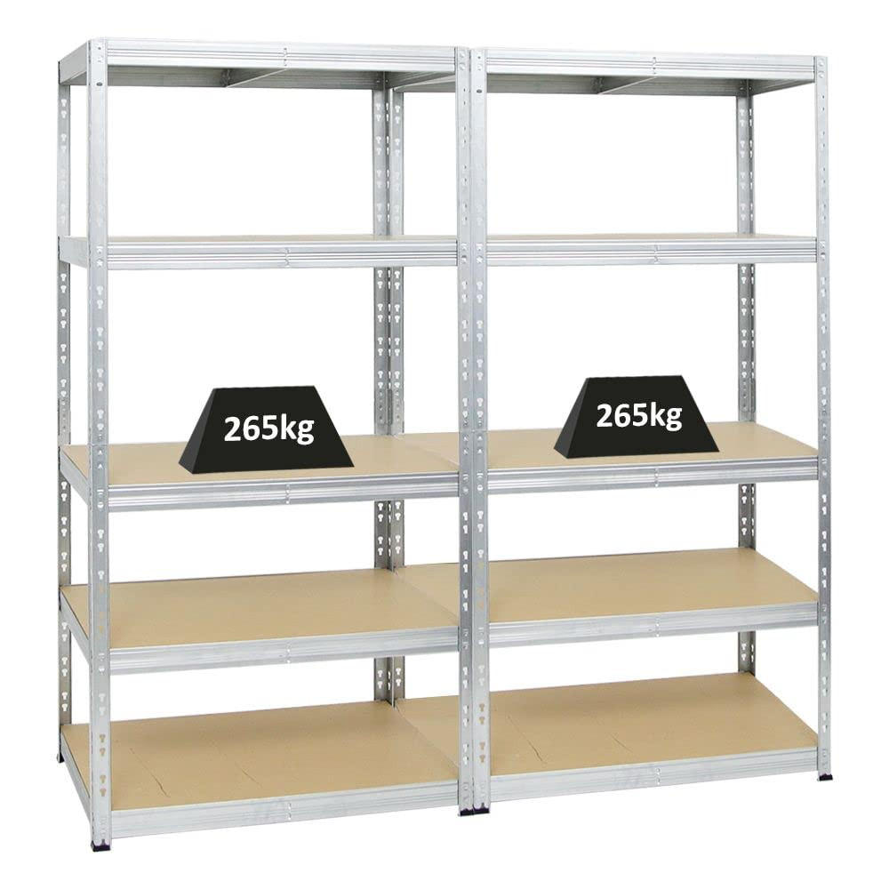 SCHWERLASTREGAL Tiger 2er-Set mit 2x 180x90x60 cm Fachlast 265 kg Verzinkt - Silberfarben, Metall (180/180/60cm) - PROREGAL