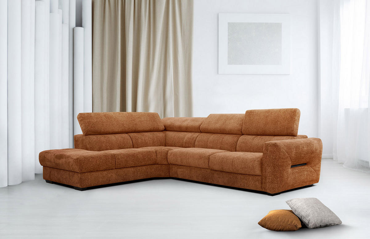 ECKSOFA CALVERA 5-Sitzer, dunkelorange - Dunkelorange, Holzwerkstoff/Textil (239/298cm) - Courtois Laville