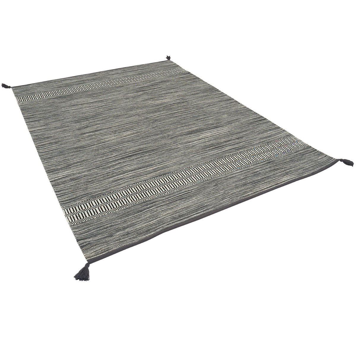 NATUR BAUMWOLLE TEPPICH KELIM TOSKANA - Grau, Textil (90/160cm) - Pergamon