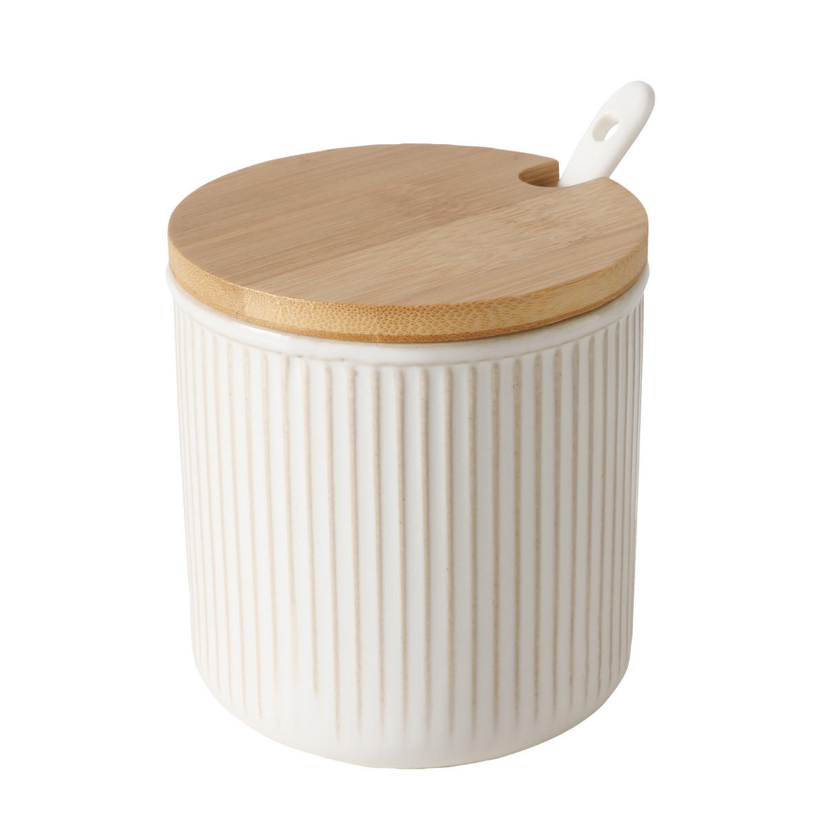 GLAS mit Deckel und Löffel Jonah 10,5 cm - Weiß, Keramik (300L) - Boltze Home