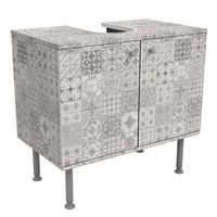 WASCHBECKENUNTERSCHRANK Fliesenmuster Coimbra grau 60/55/35 cm - Grau, Holzwerkstoff (60/55/35cm) - Bilderwelten